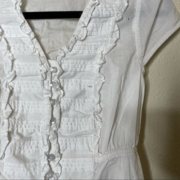 Ann Taylor LOFT White Tie Waist Blouse Top - Picture 4 of 5